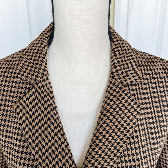 Ann Taylor Size 00 Houndstooth Caramel Brown Gold Button Side Pocket Winter Coat - Picture 4 of 14